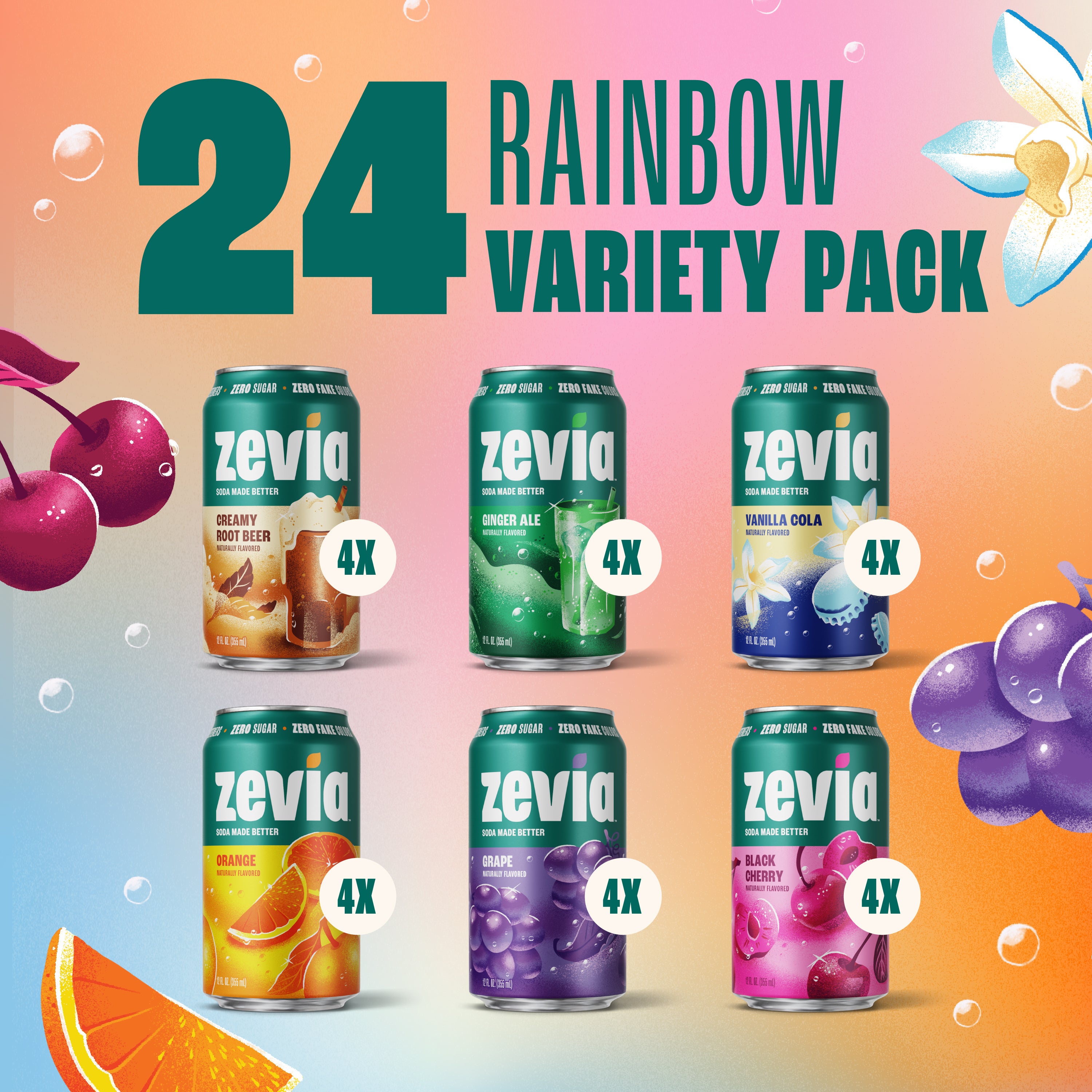 Pack varié de sodas arc-en-ciel à 6 saveurs