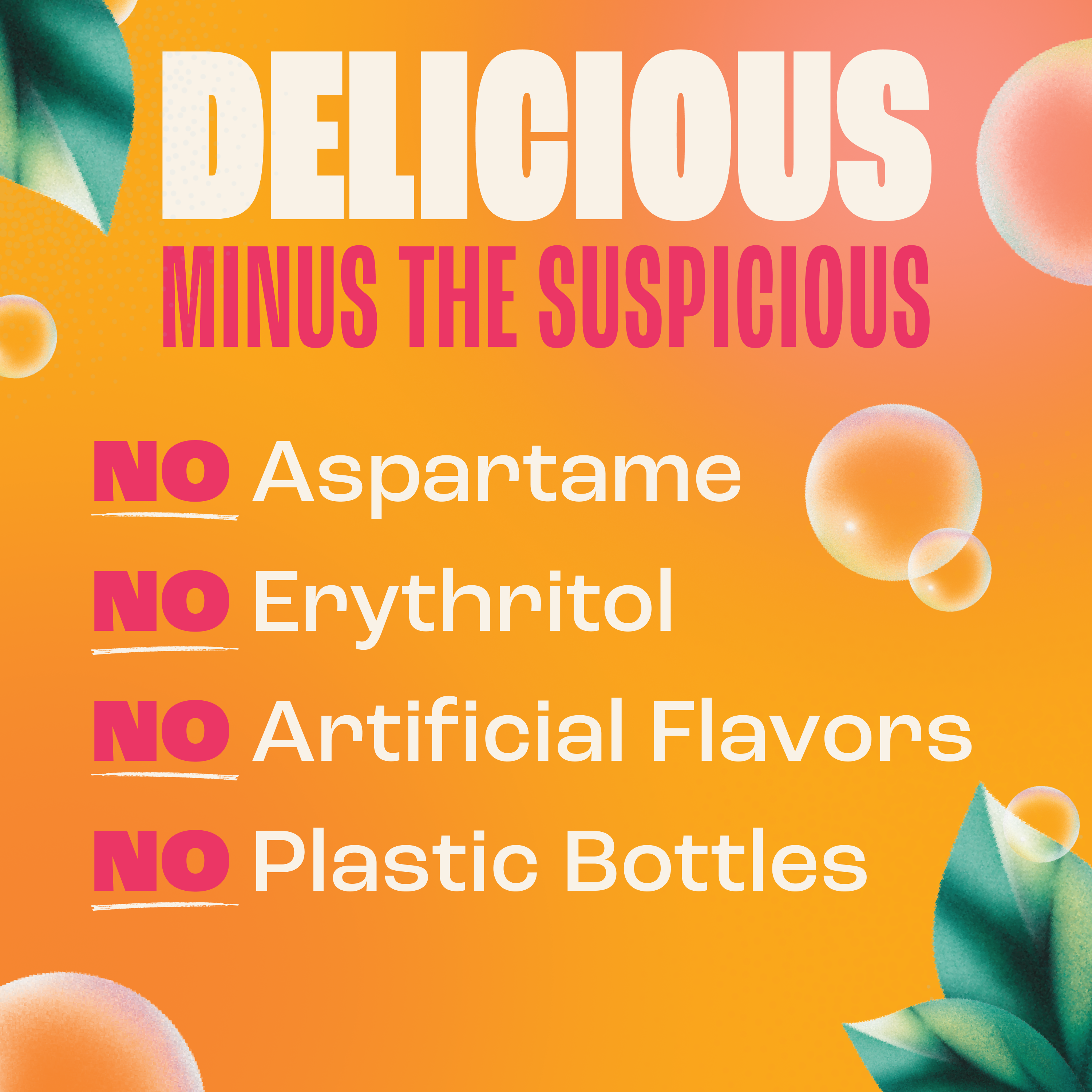 Product label with text about ingredients and packaging on a colorful background