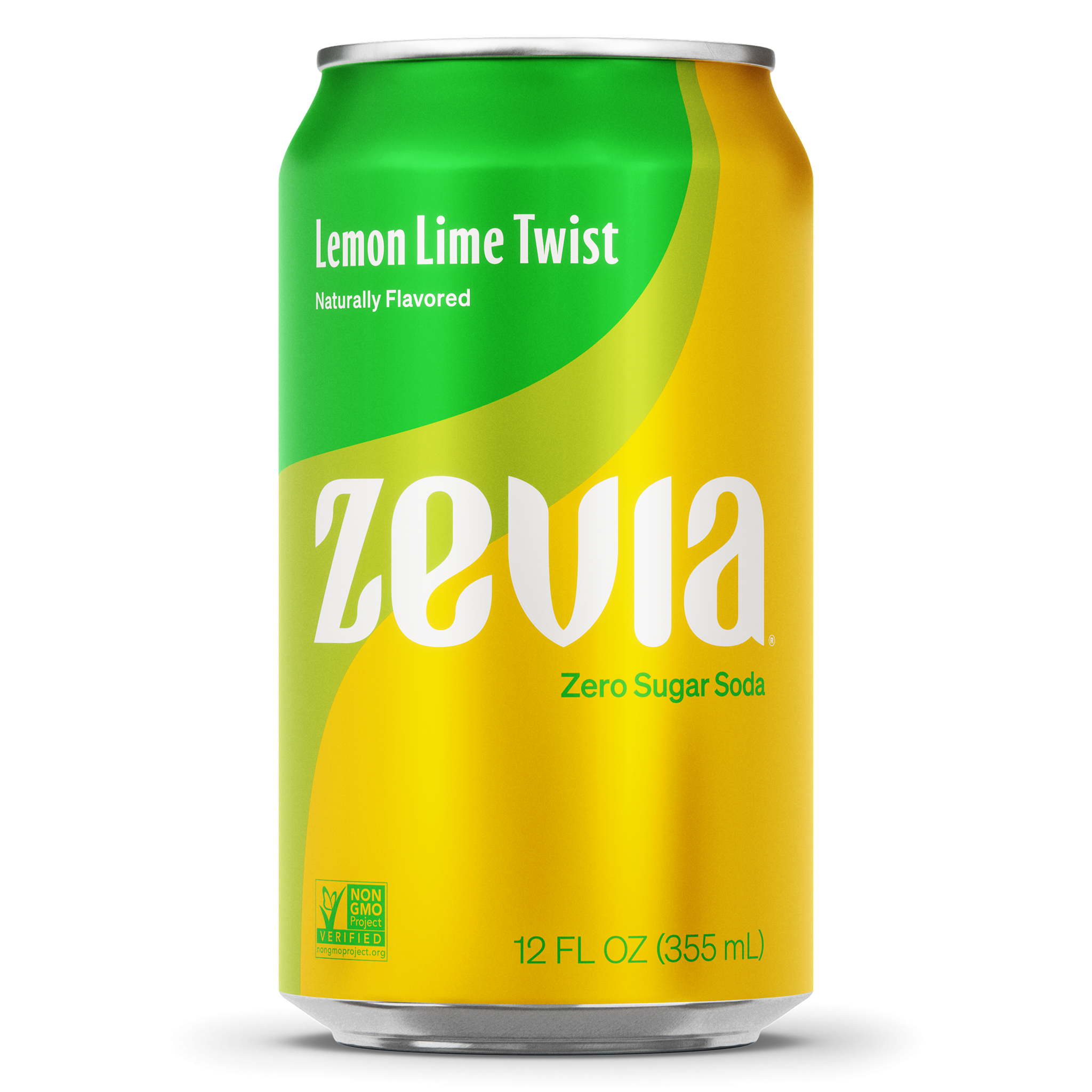 Zevia Lemon Lime Twist soda can on a white background