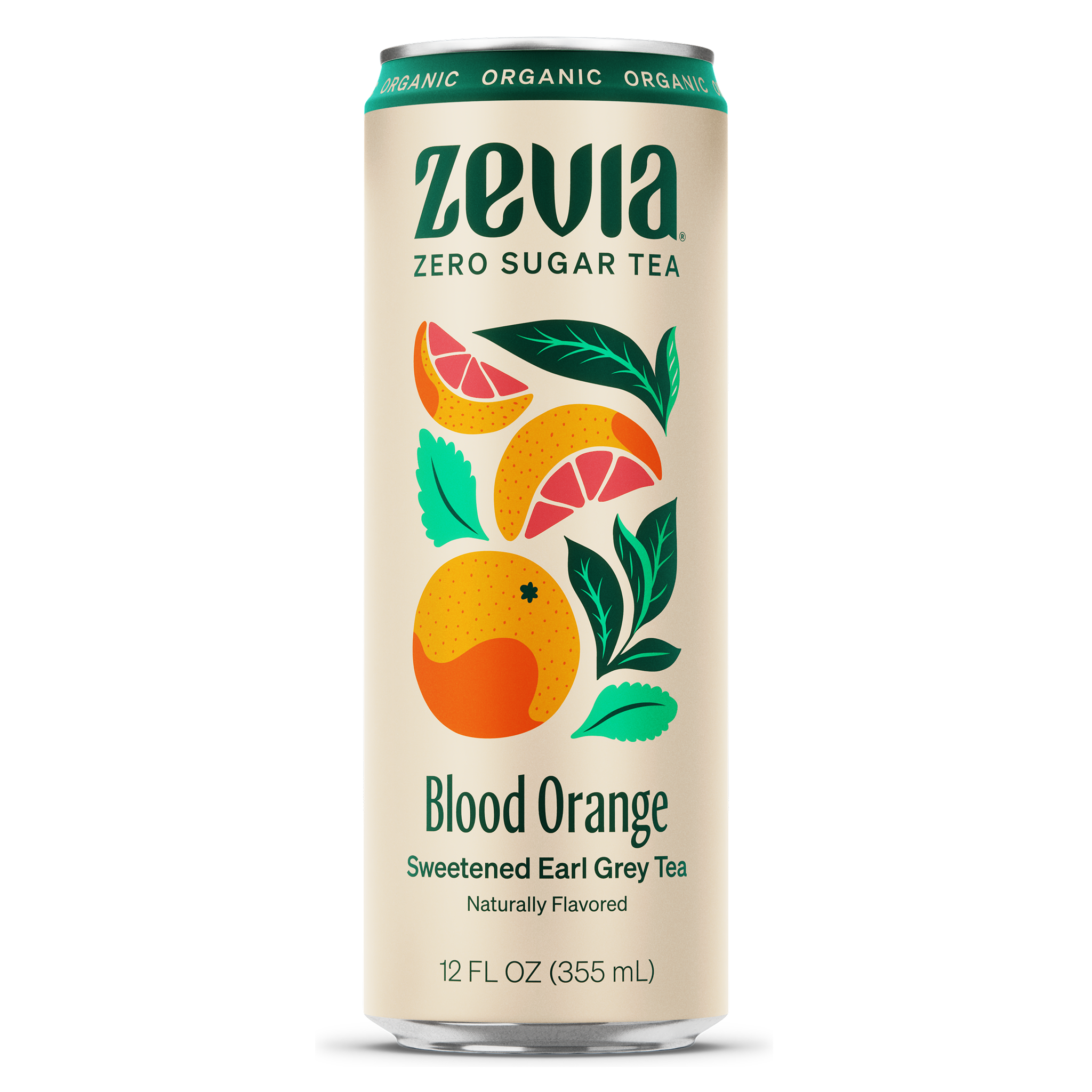 Zevia Blood Orange Sweetened Earl Grey Tea can on a white background