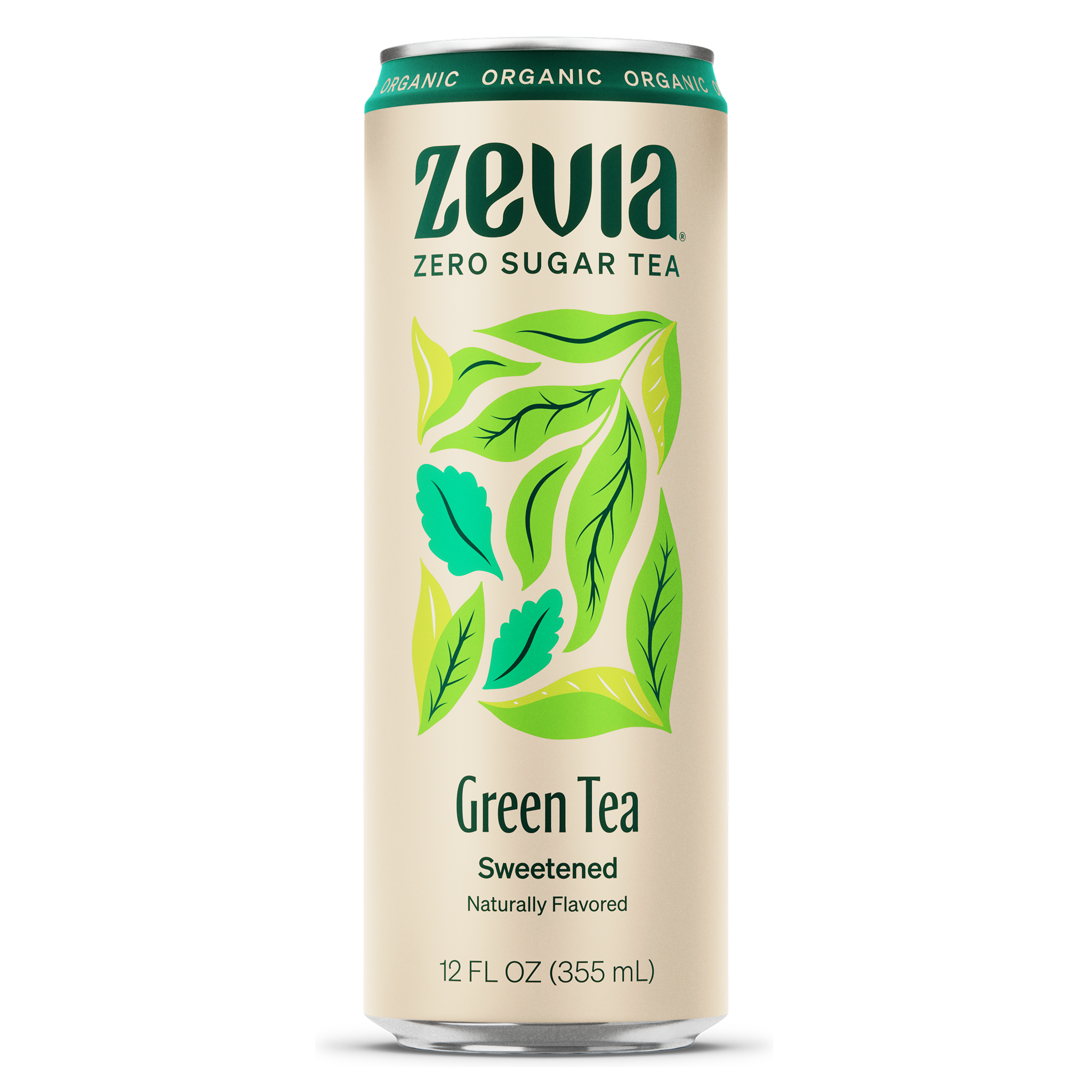 Zevia Zero Sugar Green Tea can on a white background
